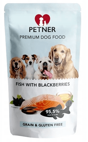 Petner Premium Dog Food Karma Mokra dla Psa Ryba z Jeżynami 500 g