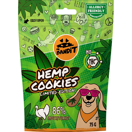 Mr. Bandit Hemp Cookies Turkey Przysmaki dla Psa z Konopią 75g
