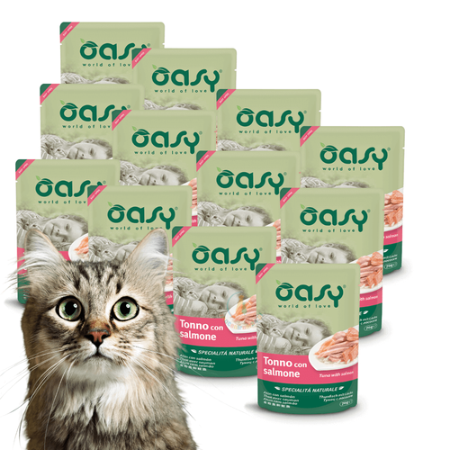 Oasy Natural Mokra Karma dla Kota Tuńczyk z Łososiem Zestaw 12x70g