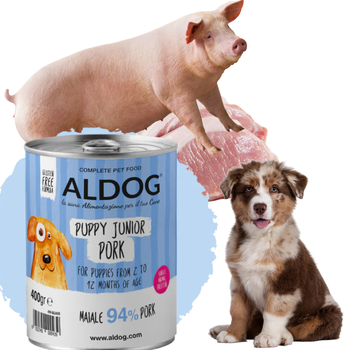 ALDOG Karma Mokra Monobiałkowa dla Szczeniąt Wieprzowina 400g