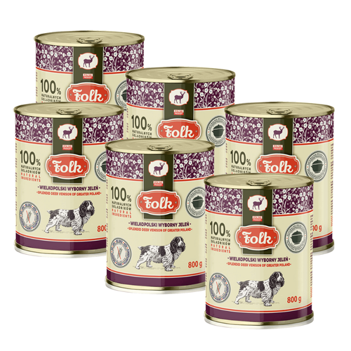 Folk Monoproteinowa Karma dla Psa z Jeleniem Zestaw 6x800g
