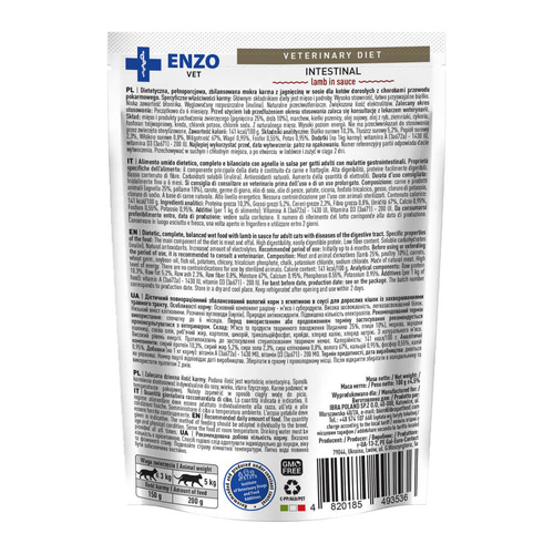 Enzo Vet Intestinal z Jagnięciną w Sosie dla Kota 100g