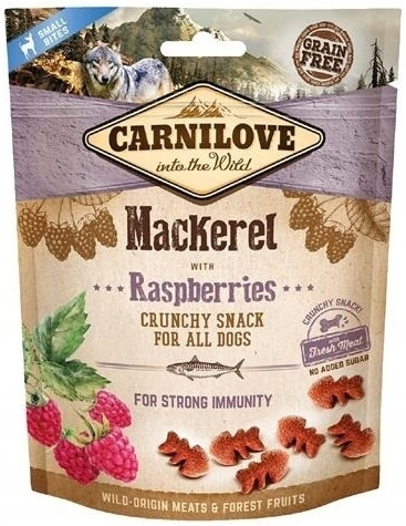Carnilove Crunchy Snack Bezzbożowa Przekąska Dla Psów MacKerel With Raspberries 200g