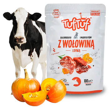 Tuf Tuf Junior/Adult Small Mokra Karma w Saszetce 100g Wołowina z Dynią