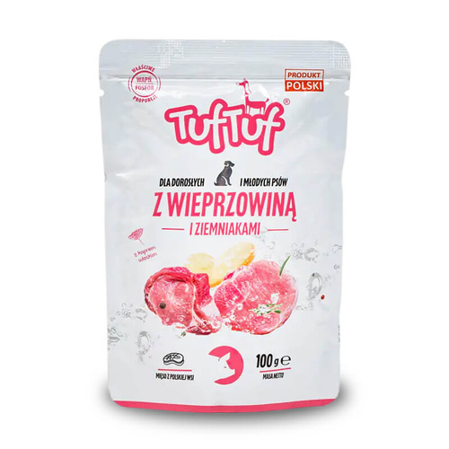 Tuf Tuf Junior/Adult Small Mokra Karma w Saszetce 100g Wieprzowina z Ziemniakami