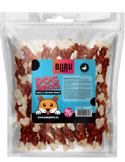 Bubu Pets Kostki Wapniowe Owinięte Kaczką Przysmak dla Psa 500g
