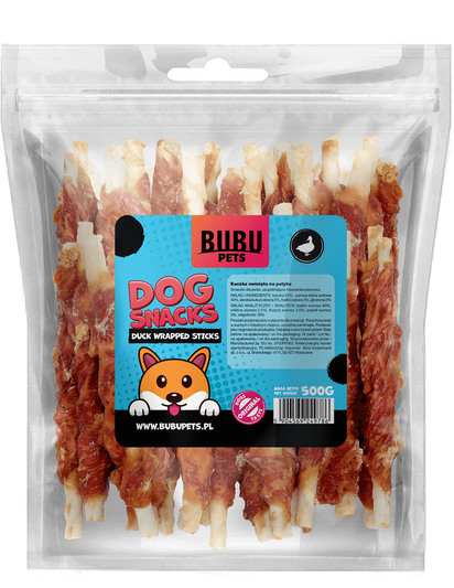 Bubu Pets Miękkie Patyk Wołowy Owinięty Kaczką Przysmak dla Psa 500g