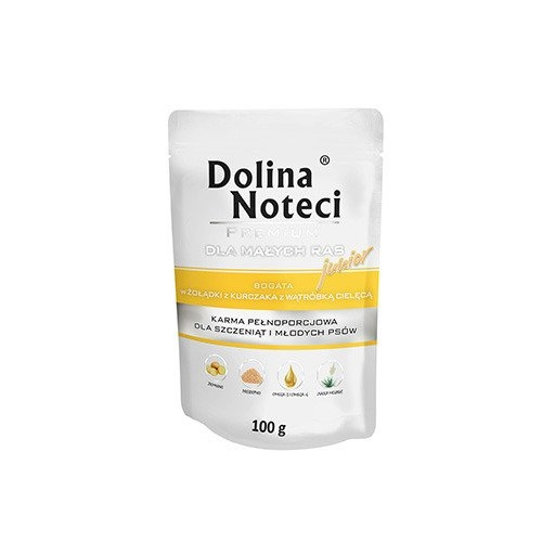 Dolina Noteci Premium Pies Małe Rasy Junior Żołądki z Kurczaka i Wątróbka Cielęca 100g
