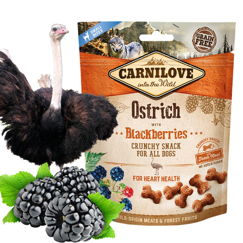 Carnilove Crunchy Snack Bezzbożowa Przekąska Dla Psów Ostrich With Blackberries 200g