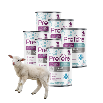 ZESTAW PREFERA Mono Adult Mokra Mokra Karma dla Psów Jagnięcina z Dynią 6 x 400g