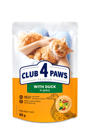 CLUB 4 PAWS Karma Mokra dla Kota KACZKA W SOSIE 85g