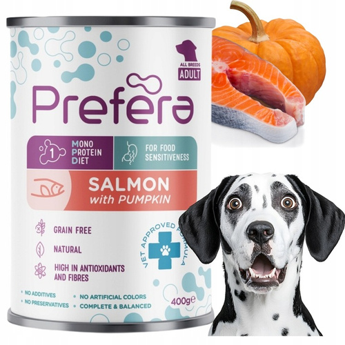 PREFERA Mono Adult Mokra Mokra Karma dla Psów Łosoś z Dynią 12 x 400g