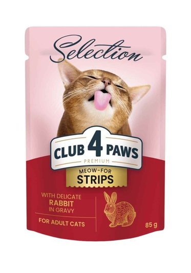 CLUB 4 PAWS Premium Selection Karma Mokra dla Kota Z KRÓLIKIEM W SOSIE 85 g