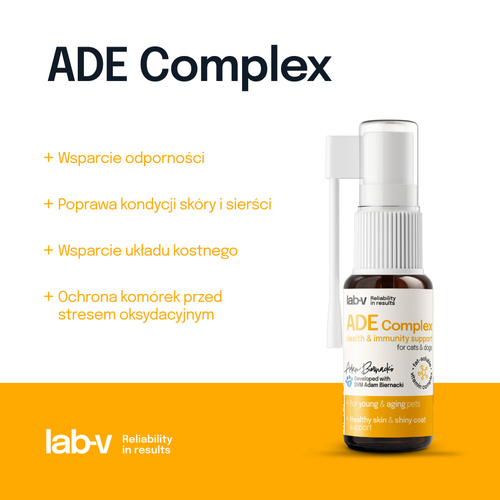Lab-V ADE Complex Witaminy dla Psa i Kota Zdrowa Skóra, Wzrok i Odporność 2 x 10 ml