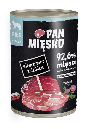 Pan Mięsko Mokra Karma dla Psa Wieprzowina z Dzikiem 400g