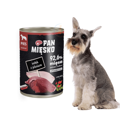 Pan Mięsko Mokra Karma dla Psa Indyk z Jeleniem 400g