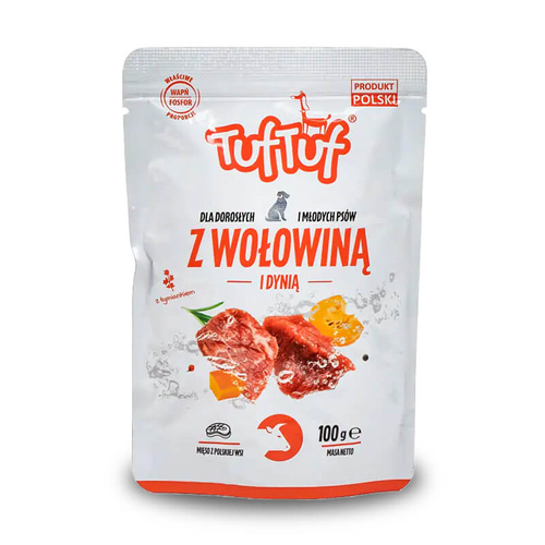 Tuf Tuf Junior/Adult Small Mokra Karma w Saszetce 100g Wołowina z Dynią