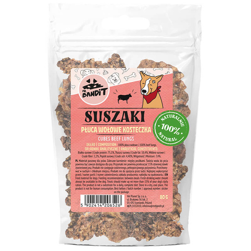 Mr. Bandit Suszone Płuca Wołowe w Kosteczkach 80 g