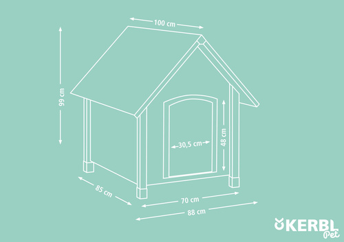 KERBL Lakierowana Buda dla Psa 85 x 73 x 80 cm