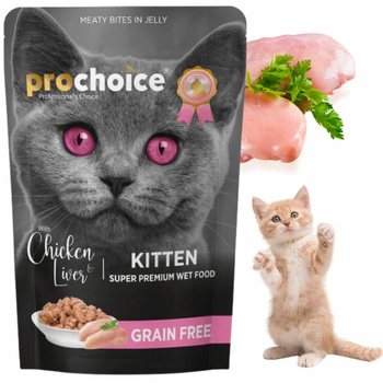 PROCHOICE Mokra Karma dla Kociąt Kurczak Wątróbka w Galaretce 85g