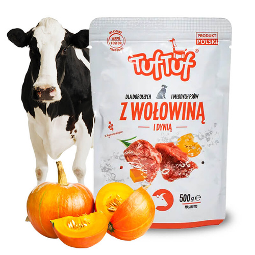 Tuf Tuf Junior/Adult Mokra Karma w Saszetce 500g Wołowina z Dynią