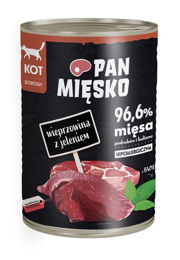 Pan Mięsko Mokra Karma dla Kota Wieprzowina z Jeleniem 400g
