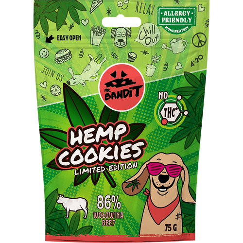Mr. Bandit Hemp Cookies Beef Przysmaki dla Psa z Konopią 75g