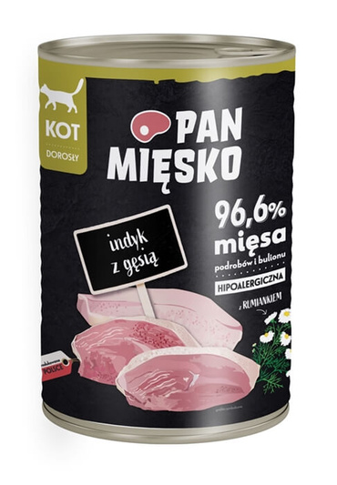 Pan Mięsko Mokra Karma dla Kota Indyk z Gęsią 400g