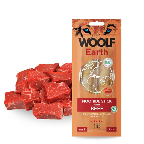   Woolf Earth Noohide Stick z Wołowiną L