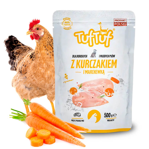 Tuf Tuf Junior/Adult Mokra Karma w Saszetce 500g Kurczak z Marchewką