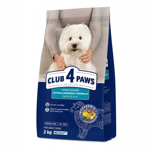 CLUB 4 PAWS Premium Sucha Karma 2kg dla Psów Małych Ras Jagnięcina i ryż