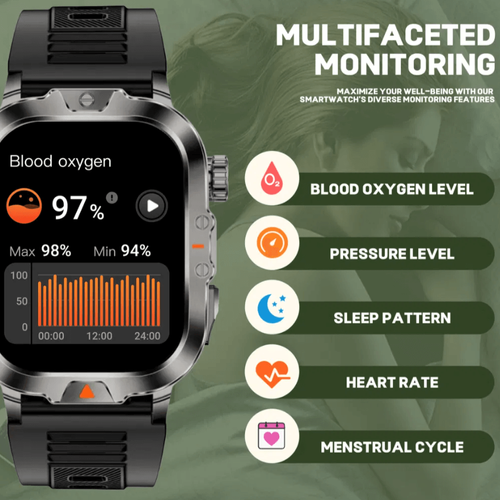 Smartwatch V17 Z Latarką i Prostokątną Kopertą