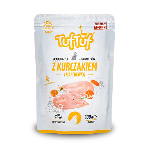 Tuf Tuf Junior/Adult Small Mokra Karma w Saszetce 100g Kurczak z Marchewką