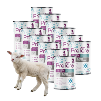 ZESTAW PREFERA Mono Adult Mokra Mokra Karma dla Psów Jagnięcina z Dynią 12 x 400g