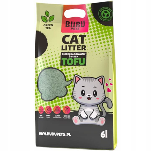 Bubu Pets Tofu Żwirek dla Kota Zielona Herbata 6l