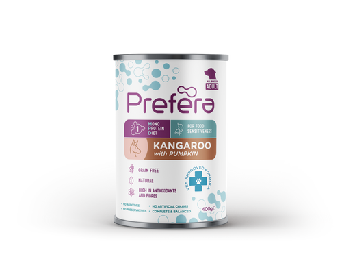 ZESTAW PREFERA Mono Adult Mokra Mokra Karma dla Psów Kangur z Dynią 6 x 400g