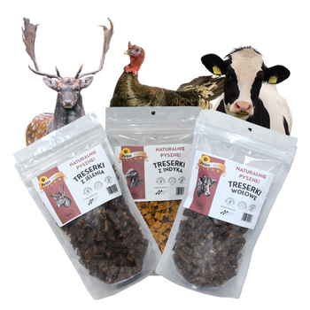 Treserki Zestaw Testowy - Indyk, Wołowina i Jeleń 100%  po 200g Prize Pet Food