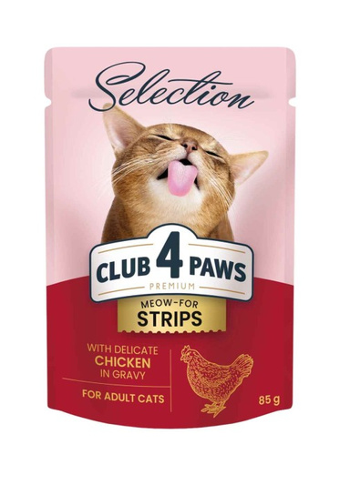 CLUB 4 PAWS Premium Selection Karma Mokra dla Kota Z KURCZAKIEM W SOSIE 85 g