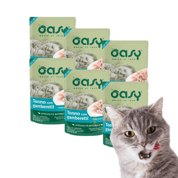 Oasy Natural Mokra Karma dla Kota z Tuńczykiem i Krewetkami Zestaw 6x70g
