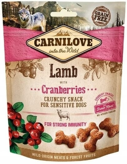 Carnilove Crunchy Snack Bezzbożowa Przekąska Dla Psów Lamb With Cranberries 200g