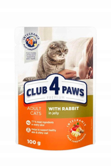 CLUB 4 PAWS Karma Mokra dla Kota KRÓLIK W GALARETCE 100 g