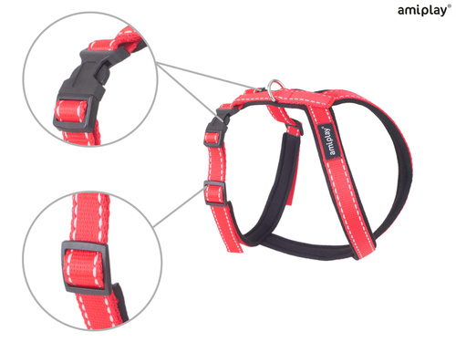 Amiplay Grand Soft Reflective Szelki Odblaskowe dla Psa S Czerwone