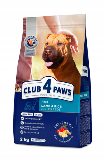 CLUB 4 PAWS Premium Sucha Karma 2kg dla Psów Jagnięcina i ryż