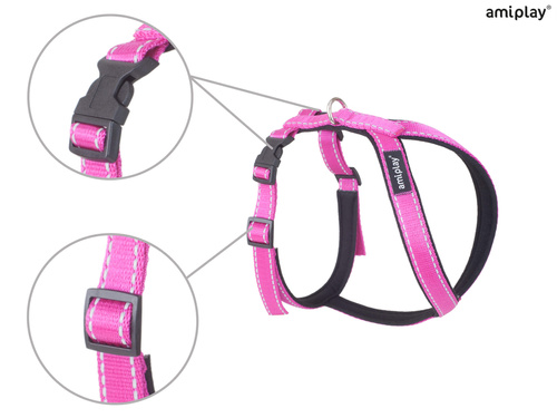 Amiplay Grand Soft Reflective Szelki Odblaskowe dla Psa M Różowe