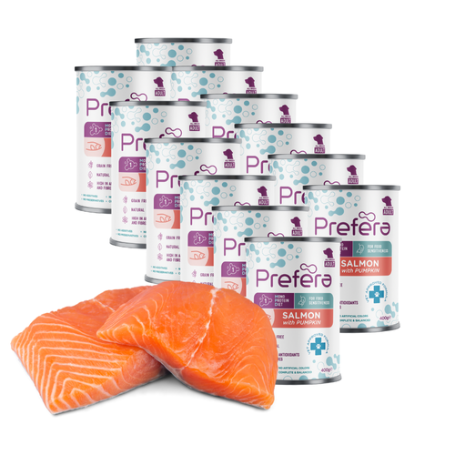 PREFERA Mono Adult Mokra Mokra Karma dla Psów Łosoś z Dynią 12 x 400g