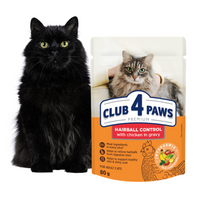 CLUB 4 PAWS Karma Mokra dla Kota „HAIRBALL CONTROL” KURCZAK W SOSIE 80 g