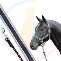 Covalliero Zestaw Kantar + Uwiąz dla Konia Cora Full Ciemnoniebieski/Szarość/Biel