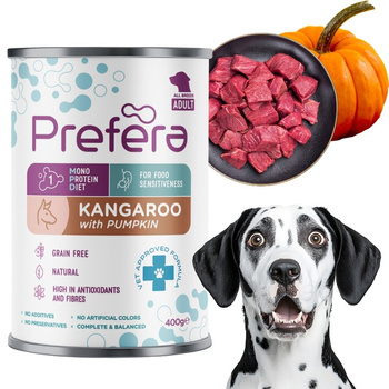 PREFERA Mono Adult Mokra Mokra Karma dla Psów Kangur z Dynią 400g