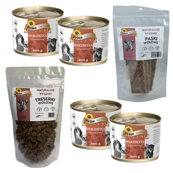 Zestaw Wołowy - Smakołyki i Mokra Karma Prize Pet Food