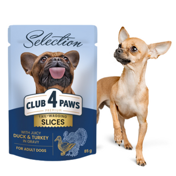 CLUB 4 PAWS Karma Mokra dla Psa Kawałki w Sosie z Kaczką i Indykiem100g